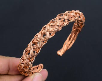 Twisted Copper Wire Bangle | Pure Copper Wrist Bangle | Adjustable Bangle |   Copper Wire Bangle Jewelry For Her/him