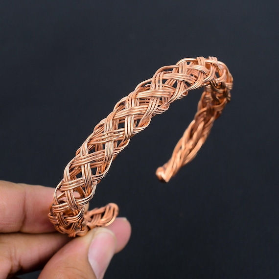 ツイスト銅線バングル：調節可能なリストジュエリー - Etsy 日本
