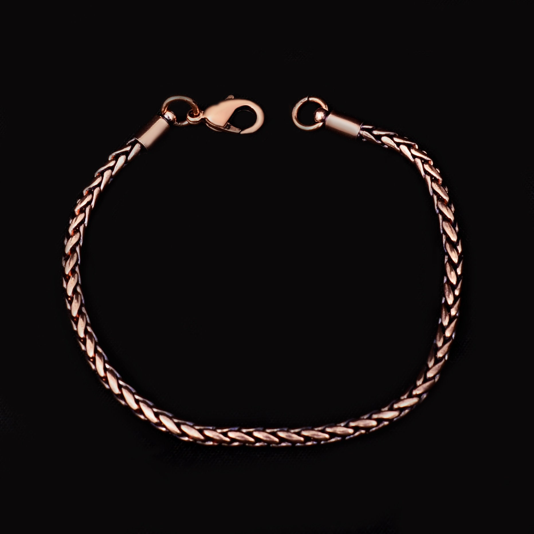 Catena In Rame Puro 100% Fatta A Mano, Collana A Grano Di Riso, Anche Cavigliera O Bracciale