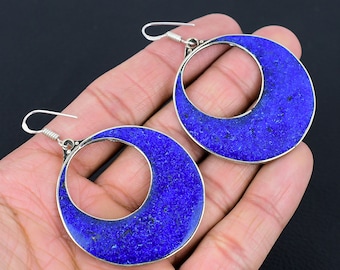 Tibetan Lapis Lazuli Gemstone Earrings | French Wire Earrings | Drop Dangle Earrings |  Tibetan Earrings Jewelry For Women & Girls