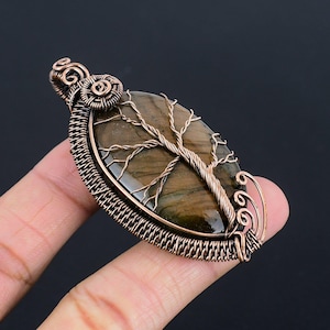 Labradorite Tree of Life Pendant: Handcrafted Copper Wire Wrapped Necklace