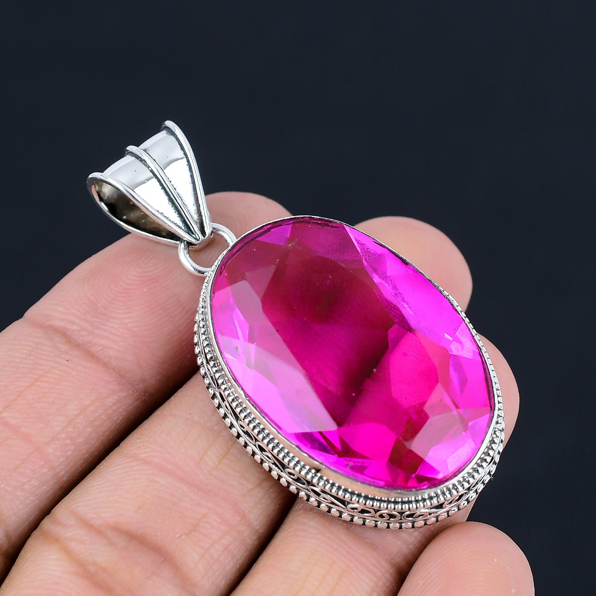 ネックレス・ペンダント Tuly and Pear Dew Silver Pink Necklace(SILVER925) Pink Opal Necklace Silver, October Birthstone Gift