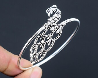 高級素材使用ブランド 925 Sterling Silver Peacock Bangle, Adjustable Bangle アクセサリー