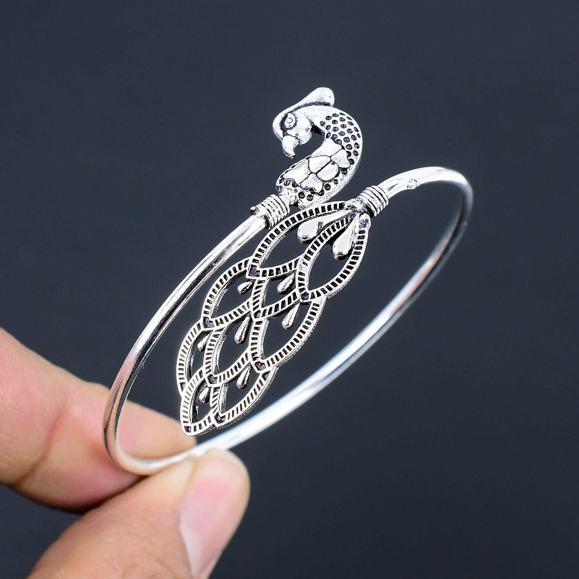 Peacock Wire Bracelet Designs Sterling Silver Peacock Bangle