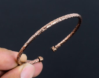 Pure Copper Wire Wrist Bangle | Ethnic Bangle | Adjustable Copper Bangle | Copper Wire Round Bangle | Copper Wire Bangle Jewelry For Her/him
