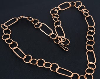 Pure Copper Link Chain Necklace: Adjustable Solid Jewelry