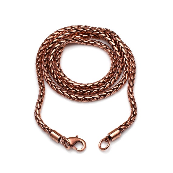 100 Oxidized Copper Chain Necklace Pure Copper Wheat Chain Solid