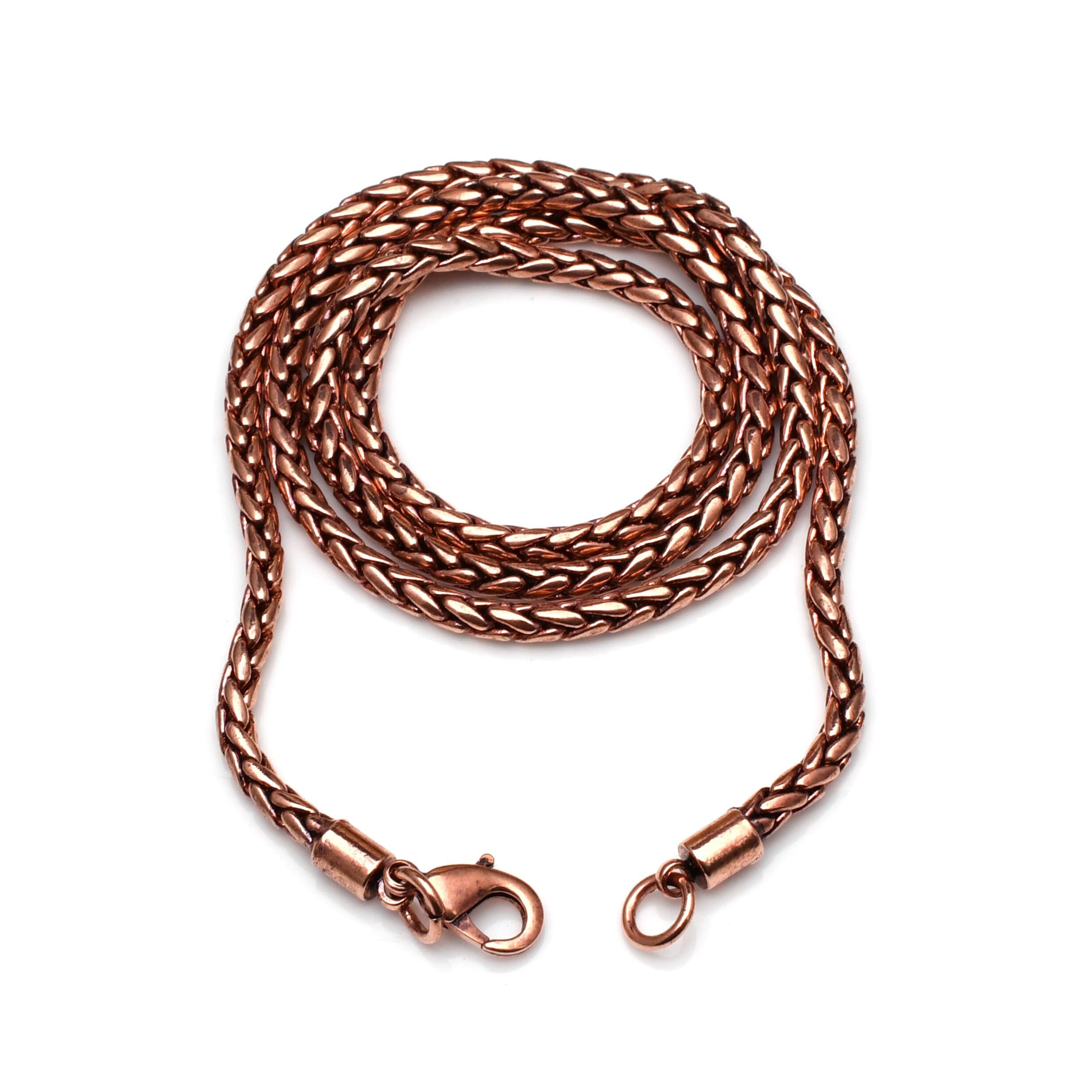 100% Solid Copper Rope Chain Pure Copper Oxidized Rope Chain Necklace Handmade Copper Chain Necklaces for Women and Mens Chain Thickness 3mm