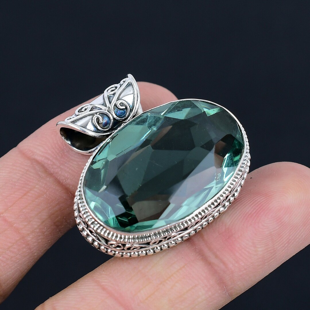 AQUAMARINE STONE HEART SHAPE BEZEL DESIGN OR SIMPLE DESIGN PENDANT IN - Foto 2