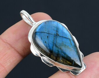 Aretes Labradorita Azul Y Ámbar Largos Plata Fina Ley .925 | Envío Gratis