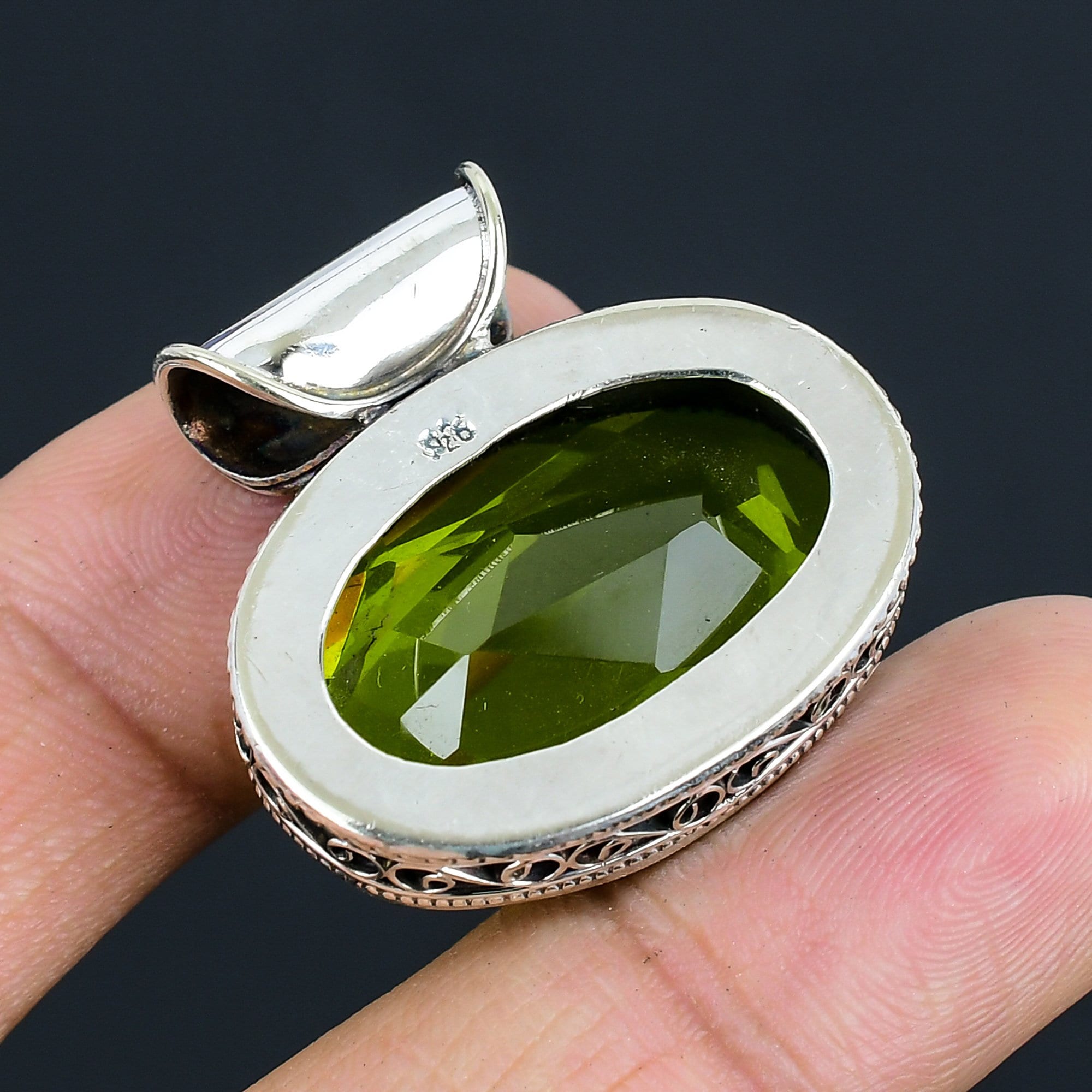 Collier En Argent 925 Avec Péridot Vert | Bijou Fait Main Pour Cadeau Anniversaire, Fiançailles Ou Noël