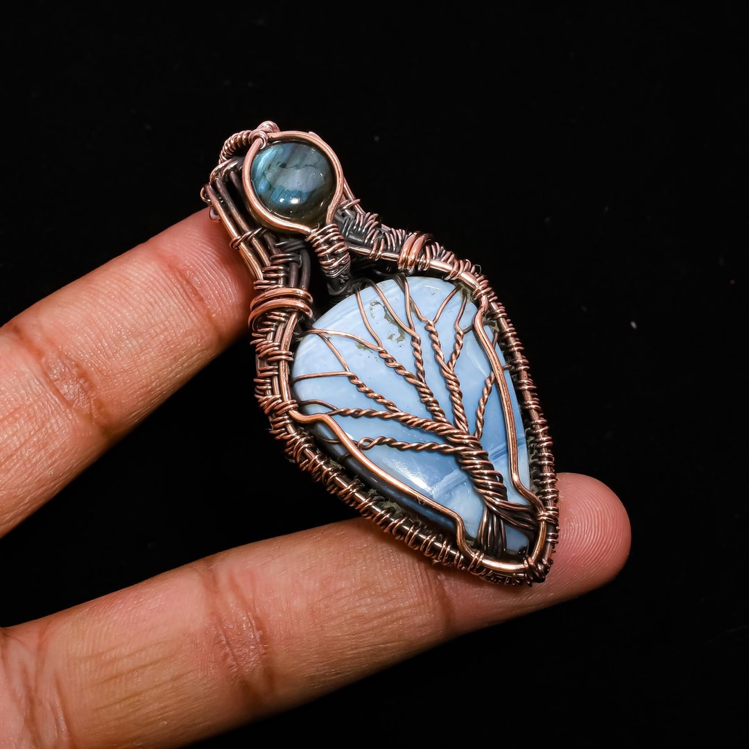 Tree of Life Owyhee Opal Oxidized Copper Pendant Wire Wrapped - Etsy