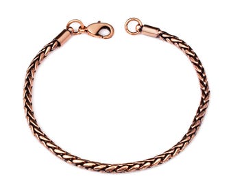 Pure Copper Wheat Chain Anklet or Bracelet: Solid Copper Jewelry for her/him