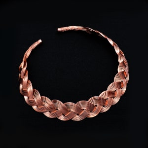 Braided Copper Wire Choker Necklace: Ethnic Copper Jewelry