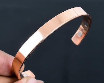 Bracelet jonc en cuivre pur : bijoux réglables en cuivre massif