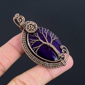 Tree of Life Purple Labradorite Copper Pendant - Wire Wrapped Necklace
