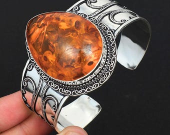 Sterling Silver Amber Butterfly Cuff Sterling Silver Amber Butterfly Cuff