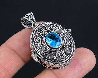 Edelstein Secret Box Anhänger | Sterling Silber Locket Schmuck