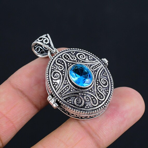 Gemstone Secret Box Pendant | Sterling Silver Locket Jewelry