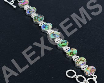 Abalone Muschel Sterling Silber Armband - Einstellbarer Edelsteinschmuck
