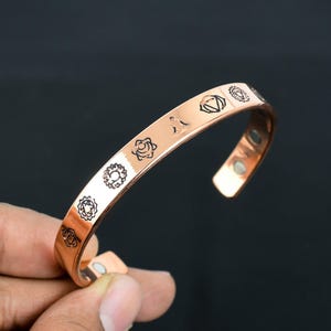 Pure Copper Bangle | Solid Copper | Engraved Copper Bangle | Adjustable Bangle | Copper Bangle Jewelry for Unisex | Valentine&#39;s Day Gift