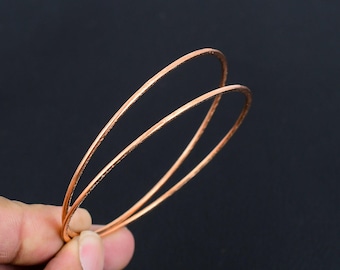 Beautiful Pure Copper Round Shape Bengals | Wrist Bangals | Pair of Copper Bangle Jewelry | Copper Wire Bangle Gift for Women & Girls