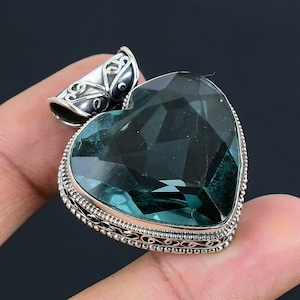 Herzform Aquamarin Edelstein Anhänger | 925er Silber | Modeschmuck |  Silber Schmuck Schmuck für Geschenk