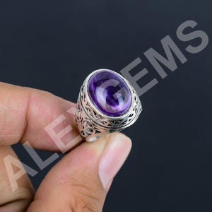 Amethyst Edelstein-Herrenring: Ottomanes 925 Sterlingsilber