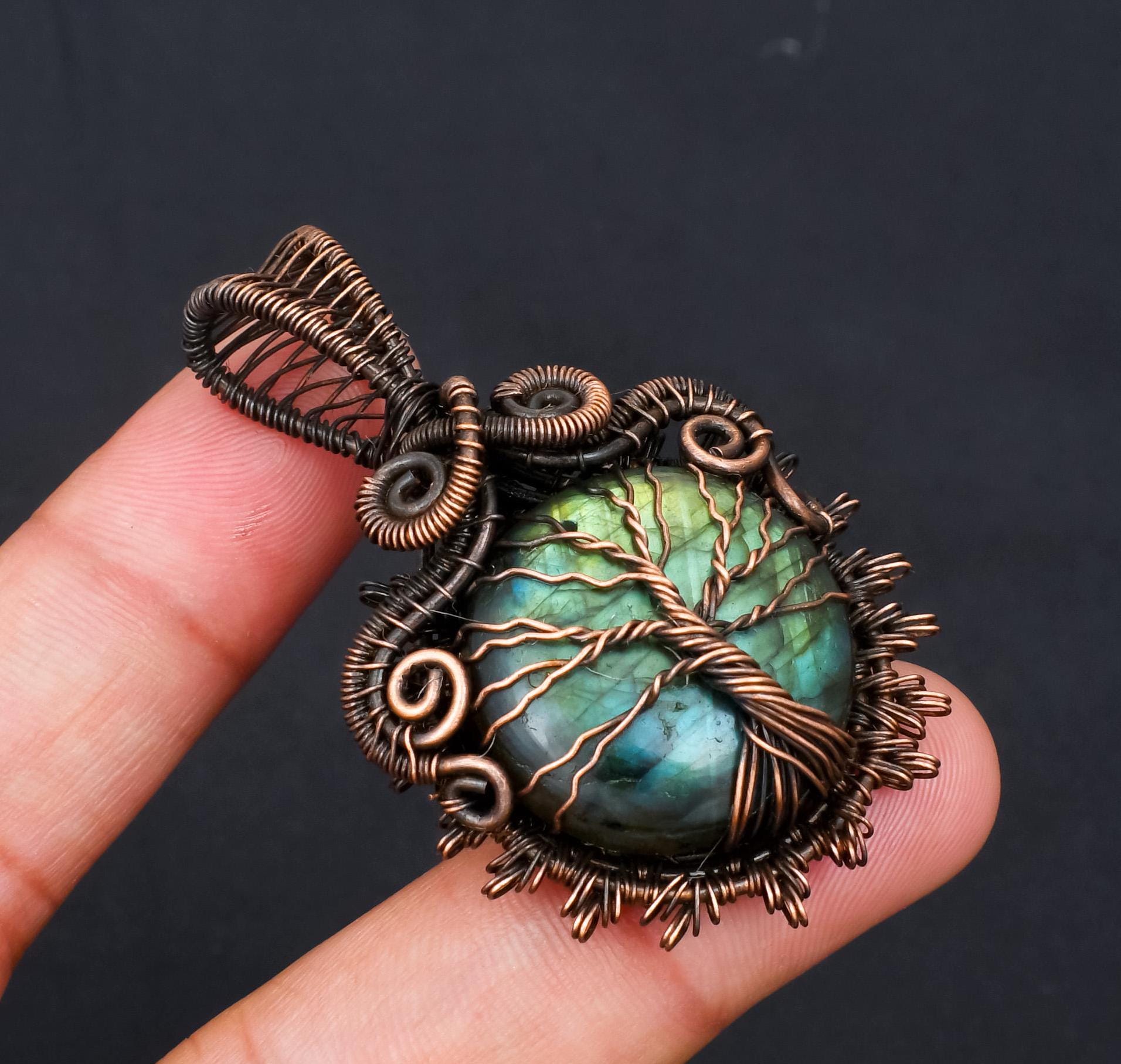 トゥイーティー アクセサリーホルダー RAKUDO Labradorite Tree of Life Copper Pendant - Wire Wrapped Gemstone - Etsy