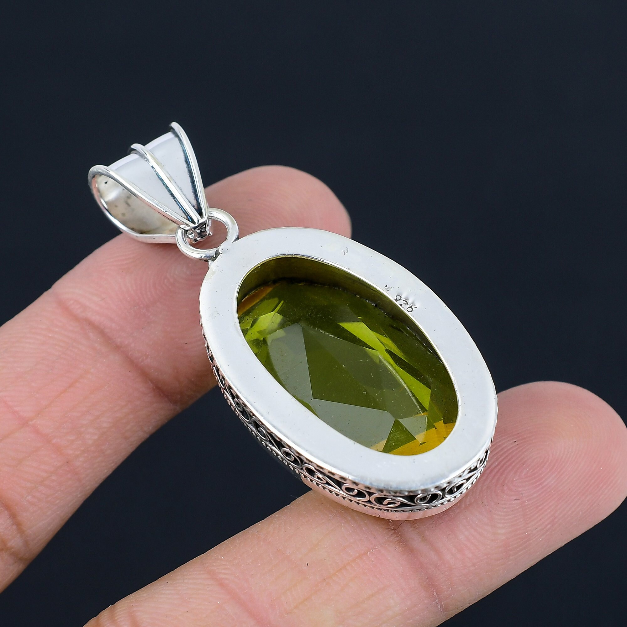 Pendentif En Argent Sterling 925 En Sélénite Et Topaze Blanche 3,15