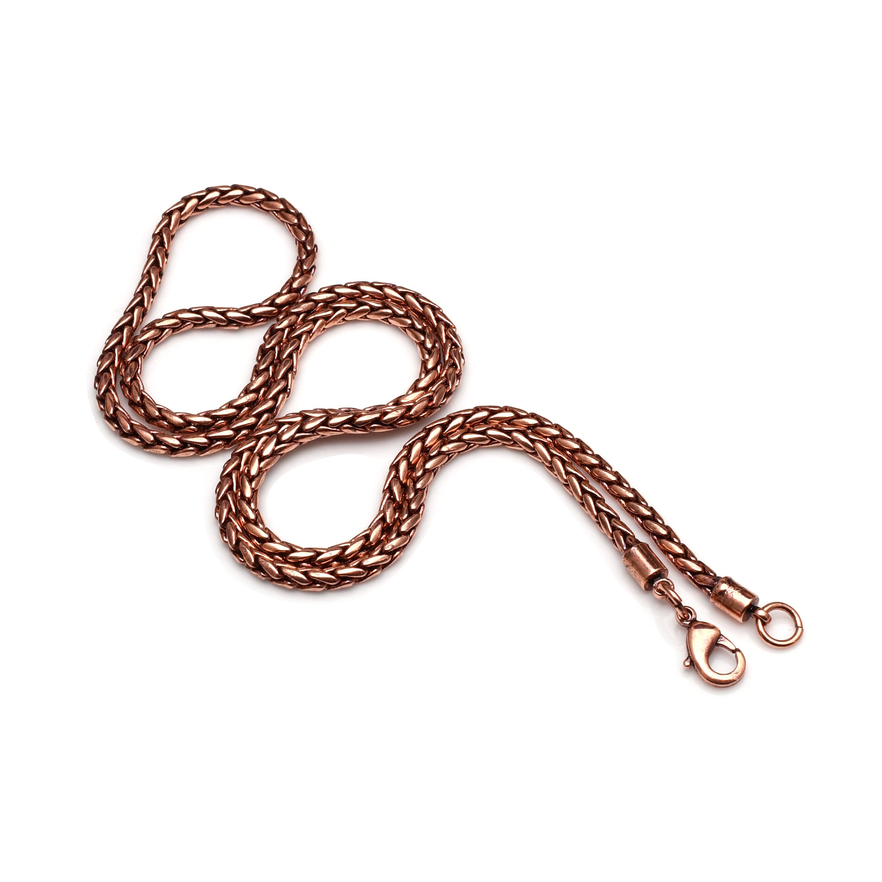 100% Solid Copper Rope Chain Pure Copper Oxidized Rope Chain Necklace Handmade Copper Chain Necklaces for Women and Mens Chain Thickness 3mm