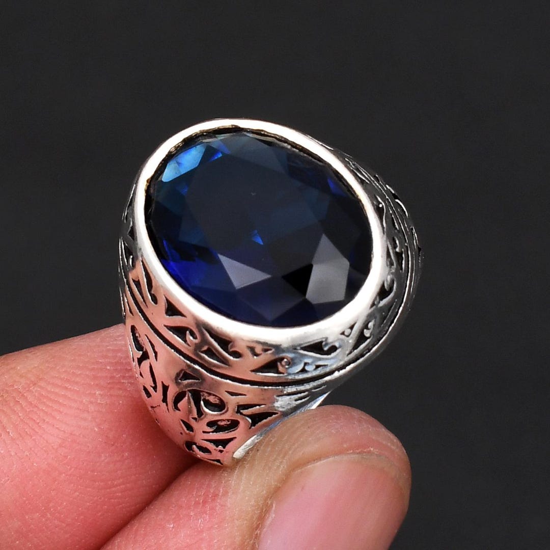 Tanzanite Gemstone Sterling Silver Men's Ring - Ottoman Arabic Style - Etsy