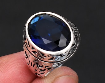Tanzanite Gemstone Sterling Silver Men's Ring - Ottoman Arabic Style