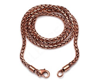 Oxidized Copper Wheat Chain Necklace: Solid Copper Viking Jewelry Gift