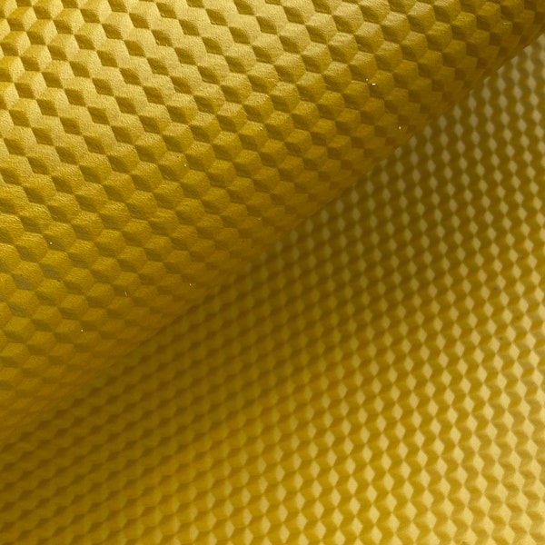 Leather Sheet - Goldenrod Honeycomb Embossed - Genuine Leather Sheets for Crafting - Leather for Making Earrings