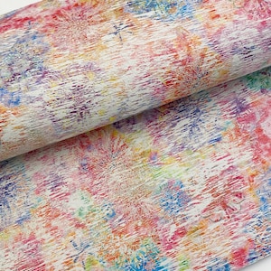 Printed Leather - Rainbow Off White Leather Sheets - 8x10&quot; Genuine Leather for Crafts -1.1/1.3MM