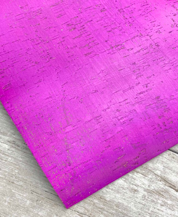 Cork Leather Metallic Fuchsia Cork Leather Fabric Cork Etsy