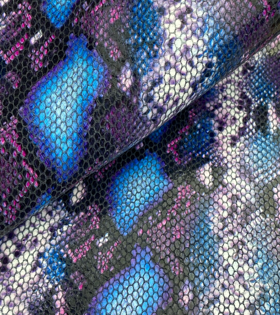 Snake Print Genuine Leather Sheets - Blue/purple Multi - High Quality ...