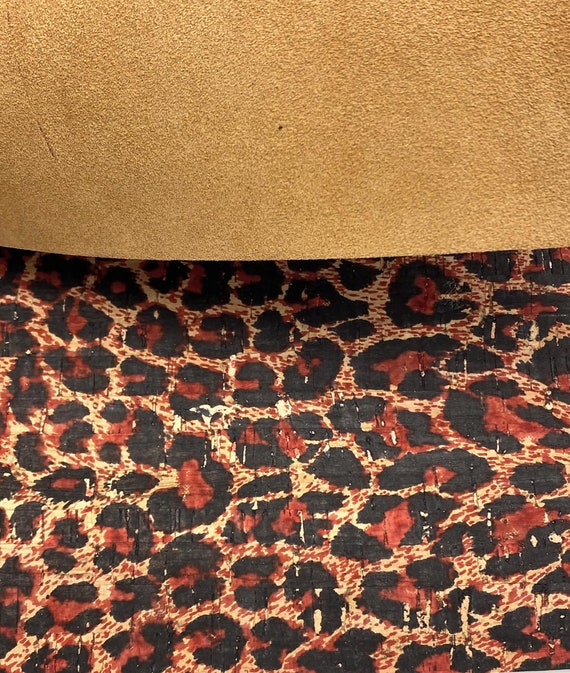 NEW Red/black Leopard Print Cork Leather Fabric Cork Backed | Etsy