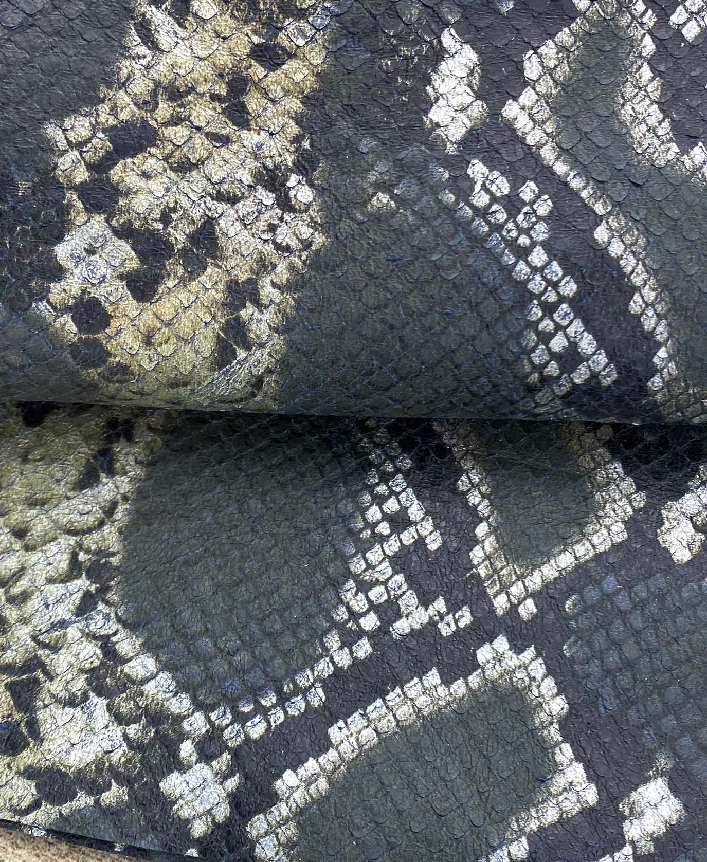 Metallic Snake Print Leather Sheets - Gold Leather Accents