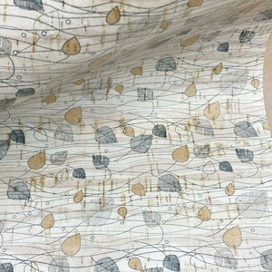 Splendor  - Cowhide Backed Cork Leather - Abstract Leaf Print Cork Leather Sheet - Leather for Making Earrings - 8x10&quot;