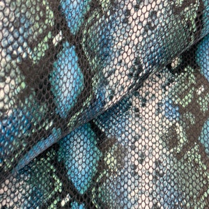 Genuine Leather Sheets -  Turquoise/Green Multi Snake Print -  High Quality Genuine Leather 1.2/1.3MM