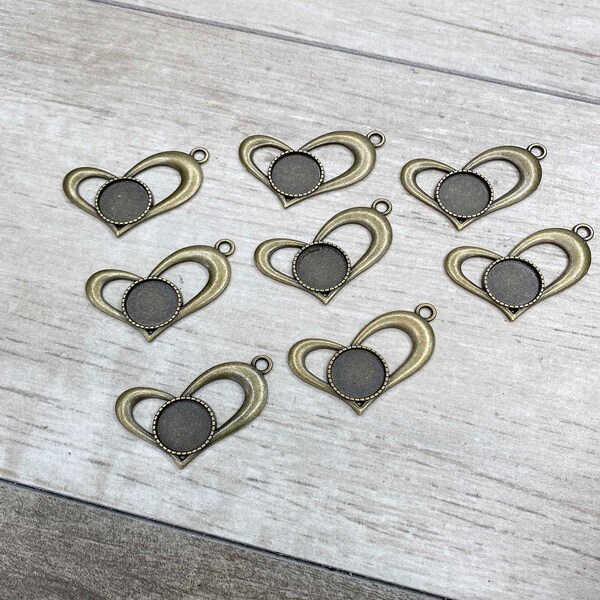 Jewelry Making - Earring/Pendant - Charm Findings - Heart Charm - 8pc