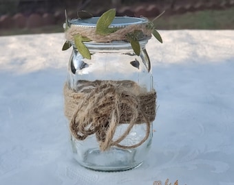 Safari Rustic Mason Jar Favors | Weddings | Bridal Shower | Baby Shower | Party Favors | Twine | Leaves | 4 ounces