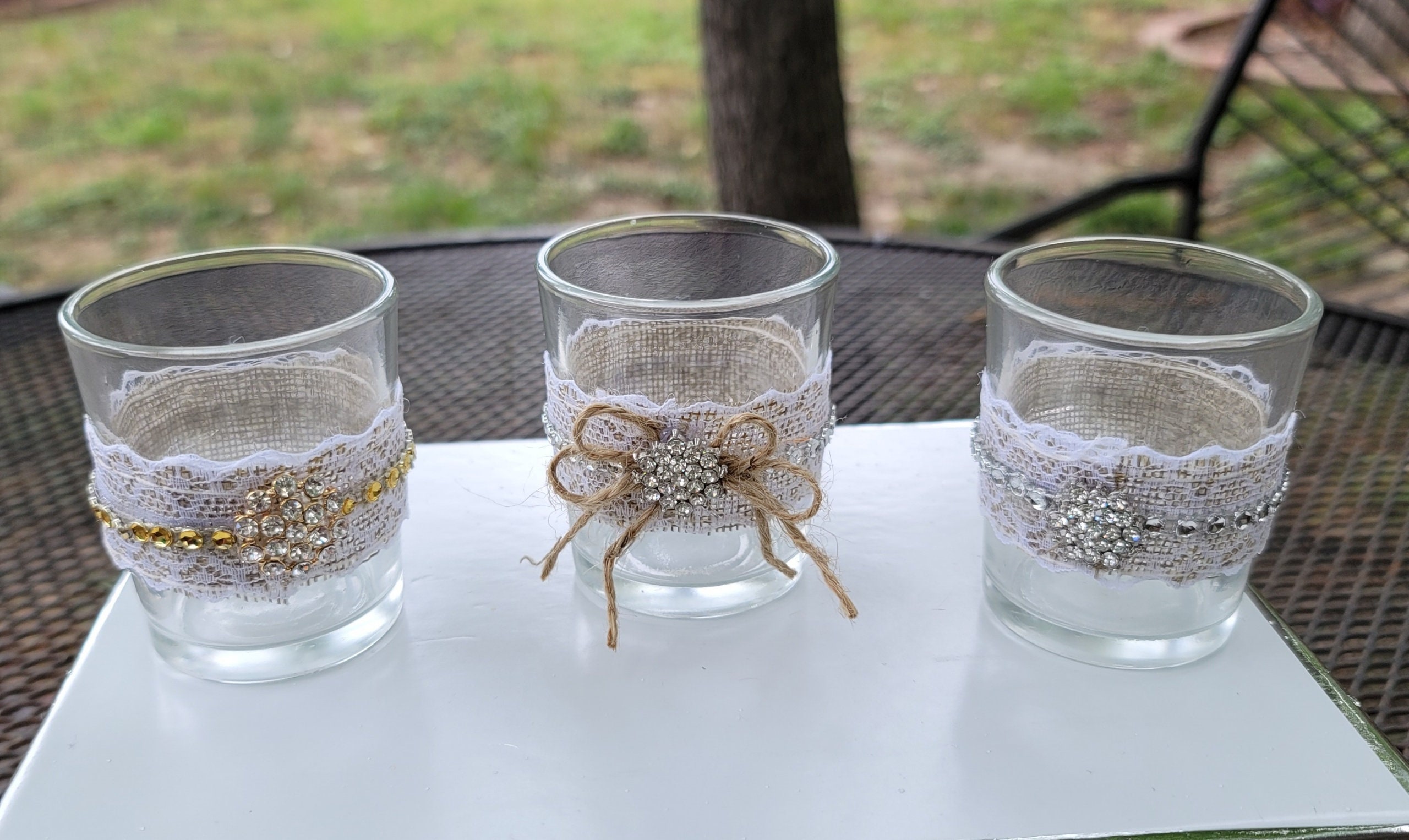 Rustic Votives Candle Holders Votives Rustic Glam Etsy