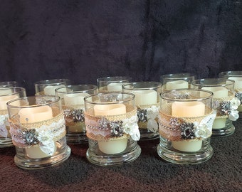Rustic Glam Candle Holders | Weddings | Bridal Showers | Baby Showers | Glamourous | Rustic Decorations