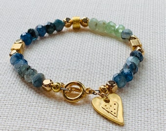 超高品質、希少なブルーグリーンカイヤナイトバングル 11 mm、9