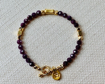 Purple Sapphire Matte Gold OM Bracelet