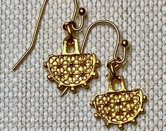 Brushed Matte Gold Tribal Charm Earrings