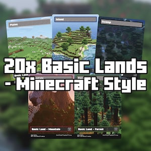 Basic Lands Proxy Set | 20x cards | Minecraft Style